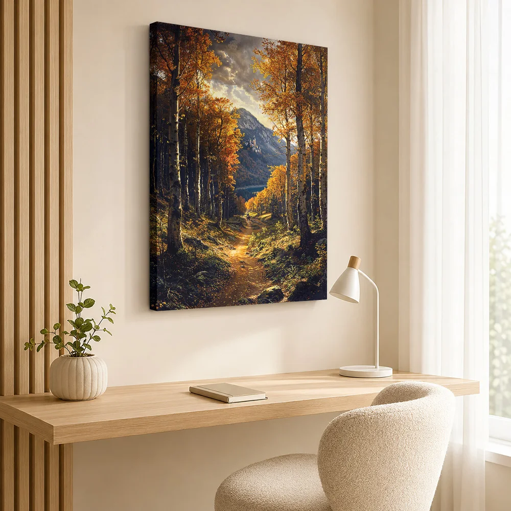 The Path Less Traveled Framed Canvas Poster Personalized Photo Japanese Inspired Wall Paintings Decoration for Meditation Room
