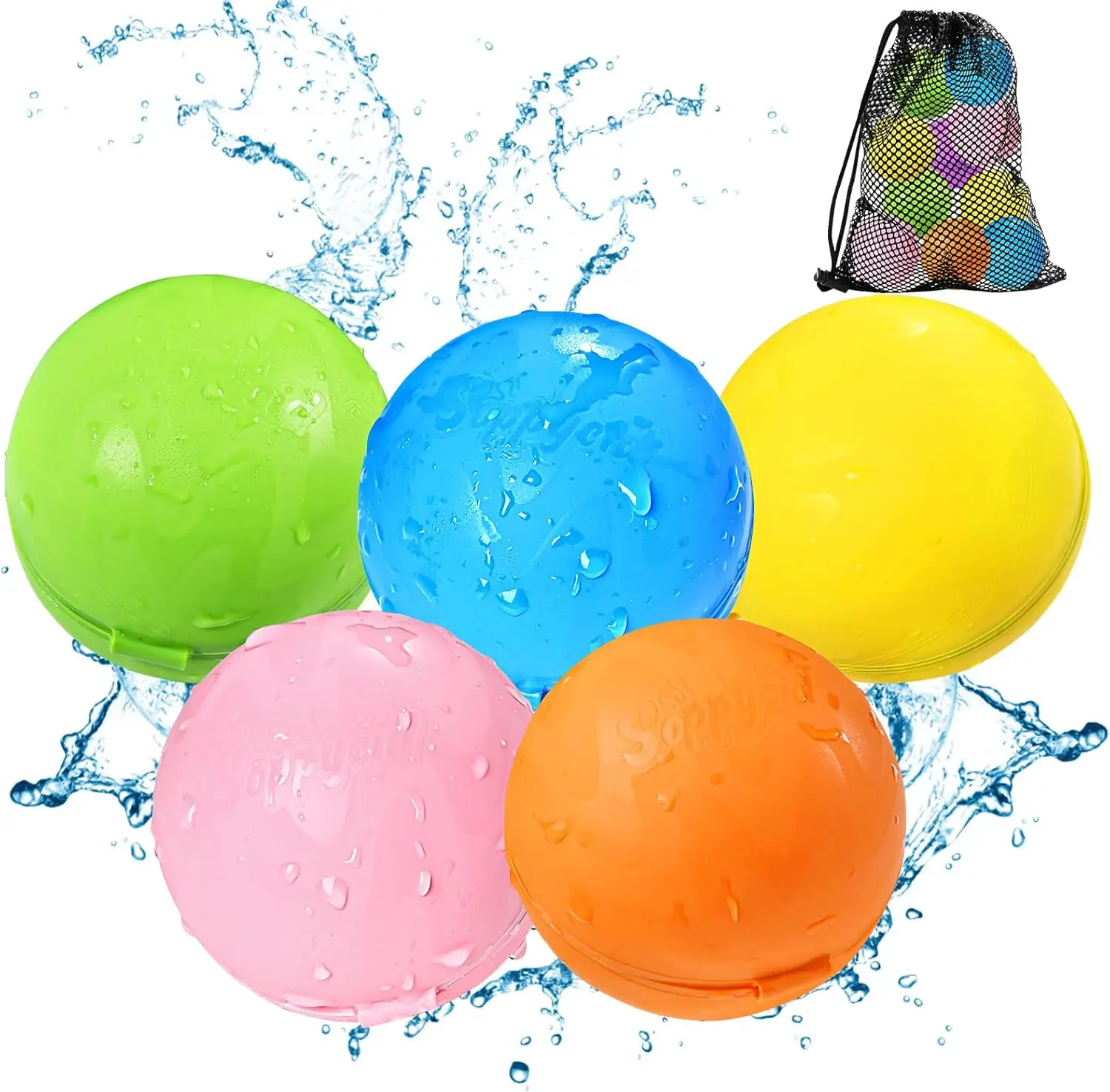 Reusable Water Bomb balloons, Magnetic Refillable Water balls for kids Self Sealing Water Splash Ball (5Pack)