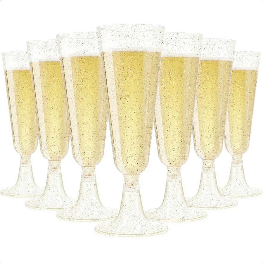 

Champagne Flutes Plastic 40 Pcs Gold Glitter Champagne Glasses Mimosa Glasses Sparkle Clear Acrylic Wedding Toasting Cocktail