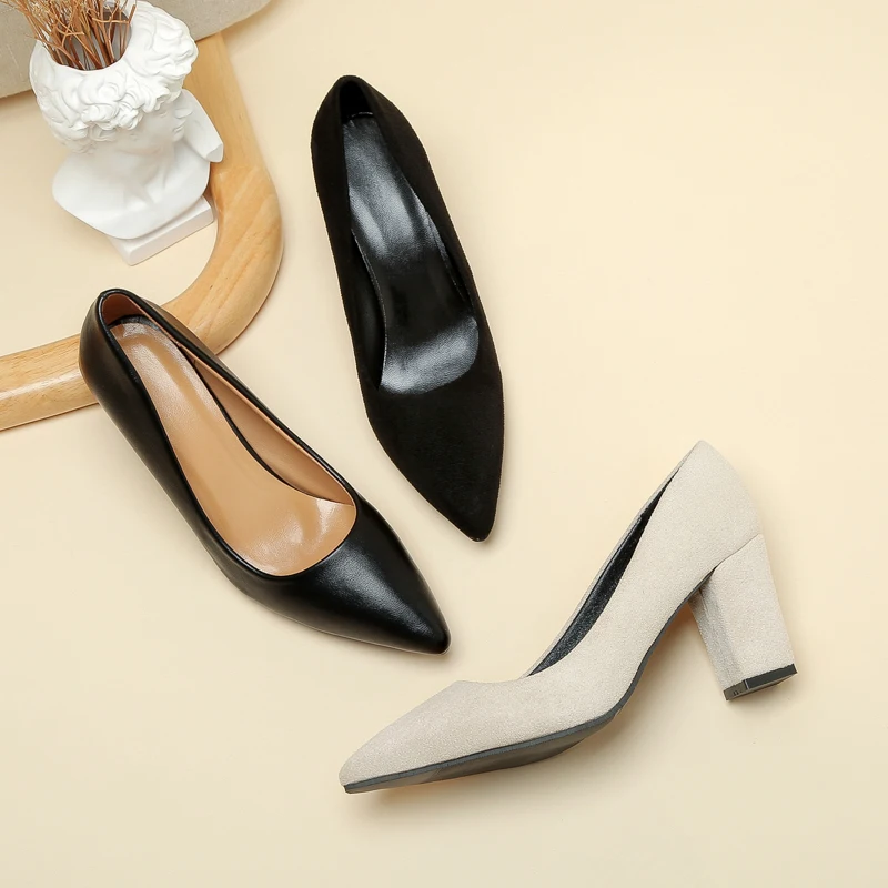 New Style Luxury Women Fashion Light Weight Wedge Heel Comfort Spring Autumn Shoes Lady Casual Sweet Outside Black Leather Pumps
