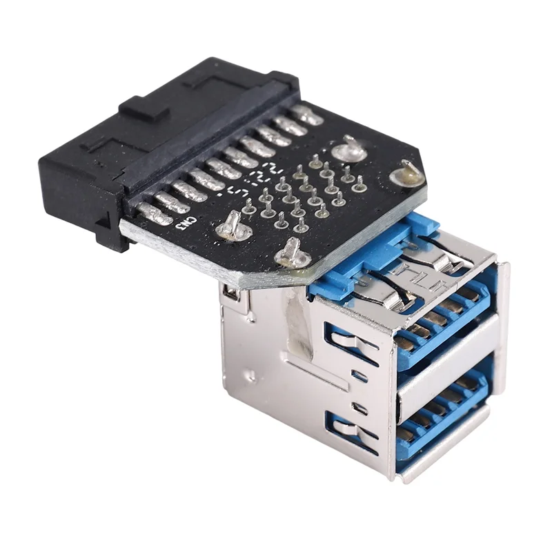 อะแดปเตอร์แปลง HJ-20X 20 พิน เป็น USB3.0 คู่ สำหรับเมนบอร์ดเดสก์ท็อป หัวต่อ 19 พิน/20 พิน เป็นพอร์ต USB A ตัวเมีย 2 พอร์ต, PH21