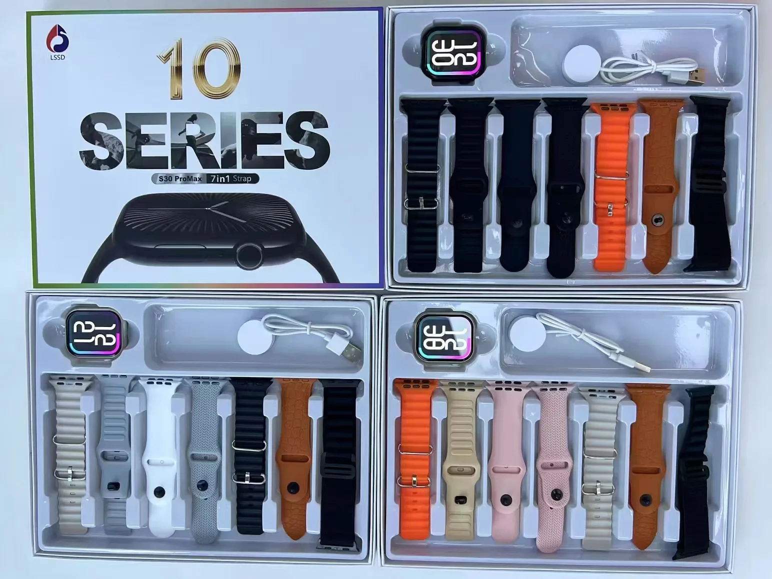 S30promax Smart Watch Series 10 infinite screen Version 7+1 Straps Newest Sports SmartWatch Bluetooth Phone Call Smart Bracelets