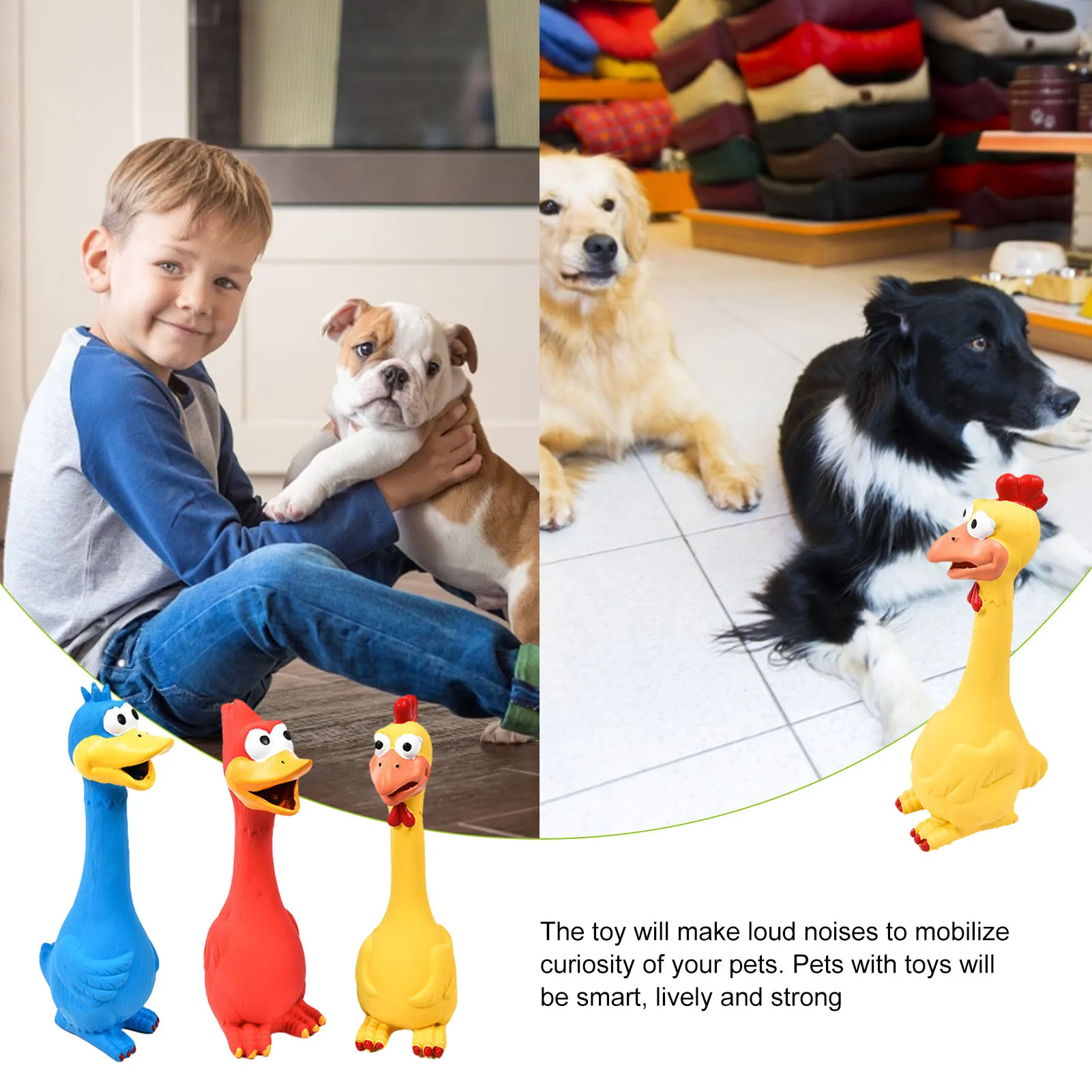 Rubber Dog Toy with Sound Bite Resistant Squeaky Chicken Toys Screaming Chicken Latex Toy for Dog Cat