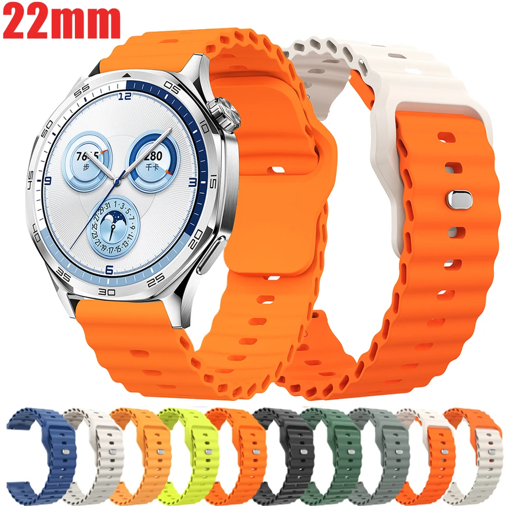 22mm Silikonarmband für Huawei Watch GT5/4/3 46mm Sportarmband mit Wellenmuster für Huawei Watch GT 5/6 Pro 46mm Armband Zubehör