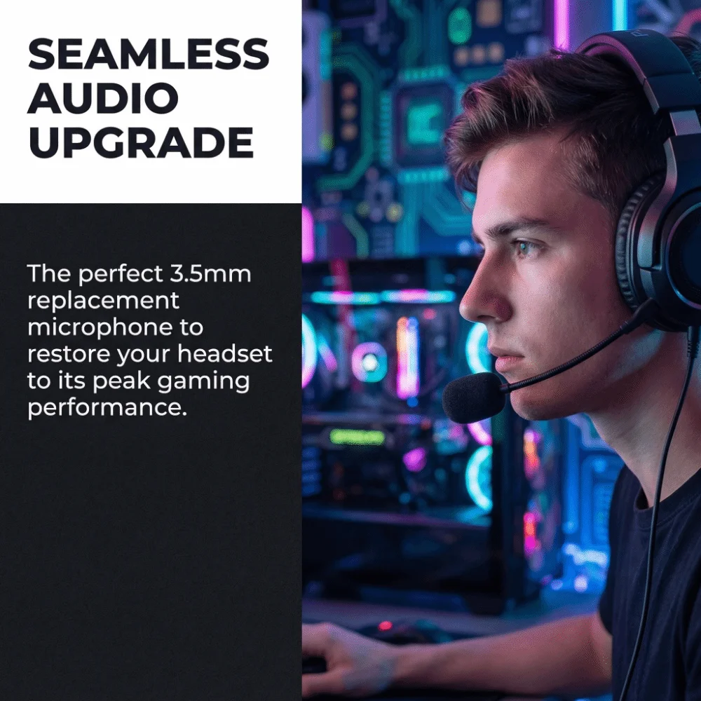 

Noise Reduction Replacement Game Mic with Foam Detachable Gaming Boom Microphone Plug and Play Flexible for Steelseries ArctisⅠ