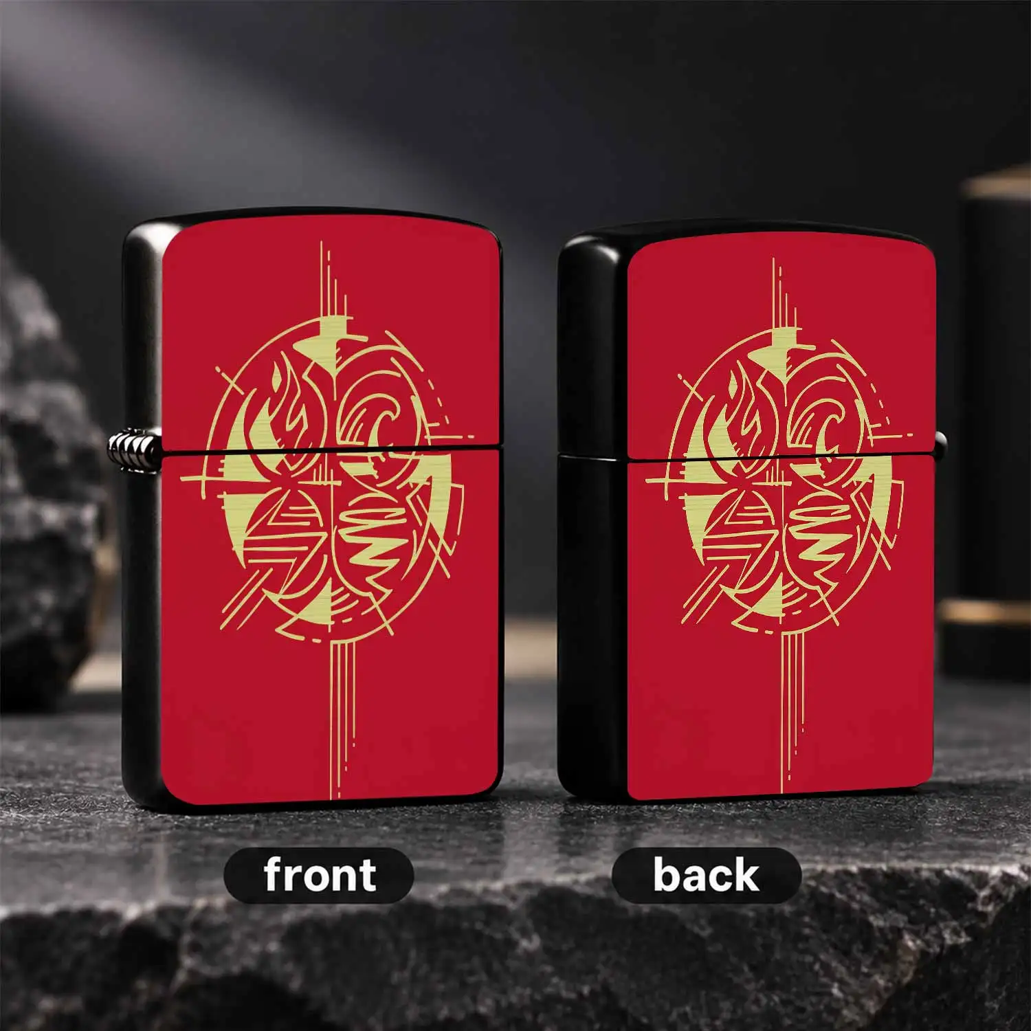 Creative Eastern Style Surname Totem Lighter, Red Background With Gilded Craft, Portable For Daily Candle Lighting Outdoor Camping, Ideal Gift For All Scenarios, Delicate Decorative Practical Accessory A Humorous And Interesting Lighter