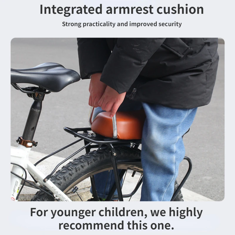 Bicycle Cushion with Armrest Comfortable and Thickened Cushion Quick Release Rear Shelf Cushion Bicycle Accessories