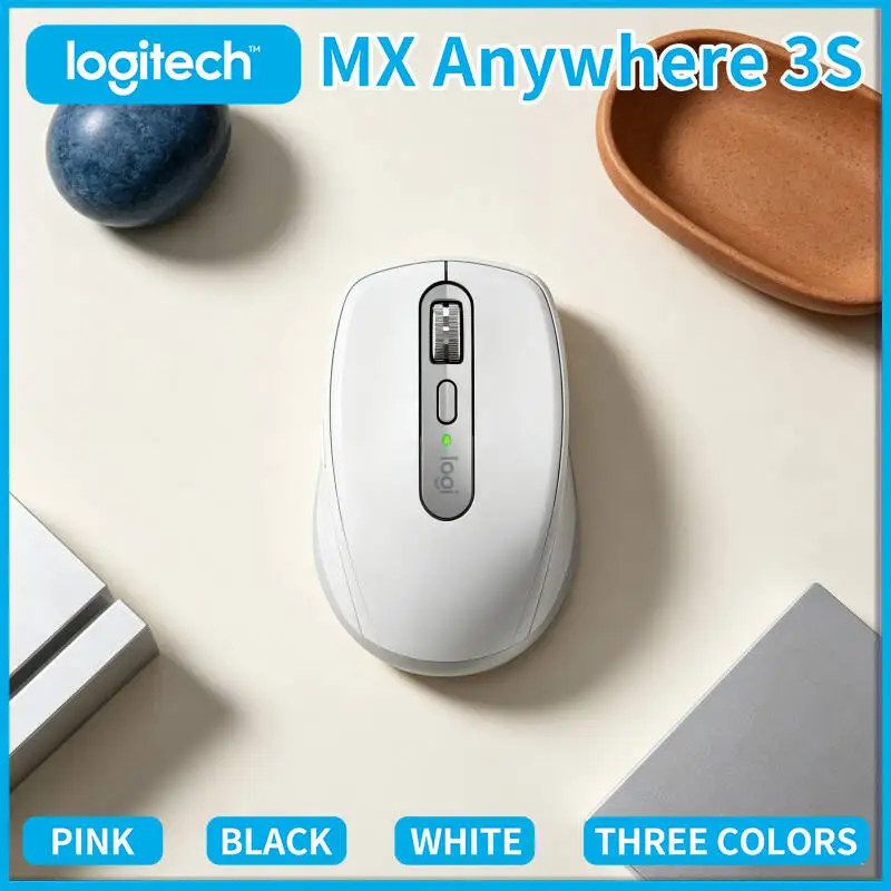 Logitech MX Anywhere 3S Travel Mouse - 8000 DPI Darkfield, MagSpeed Scroll, Silent Click, USB-C Quick Charge for Office