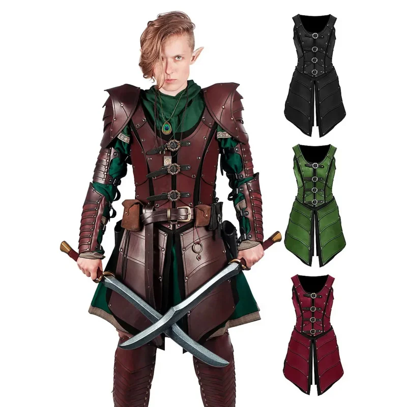 

Vintage Medieval Renaissance Viking Leather Gothic Vest Armor Elf Archer Knight Warrior Retro Cosplay Costume Halloween