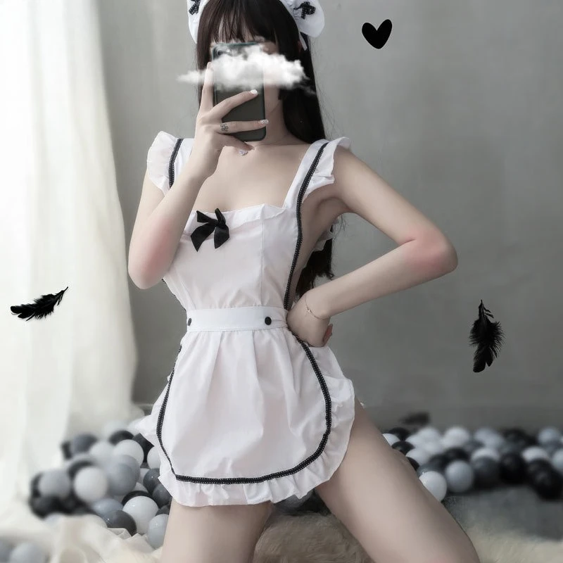 

Женское нижнее белье, экзотические комплекты, домашняя ночная рубашка для сна, платье официантки с открытой спиной, фартук, Лолита, горничная, косплей, униформа для ролевых игр