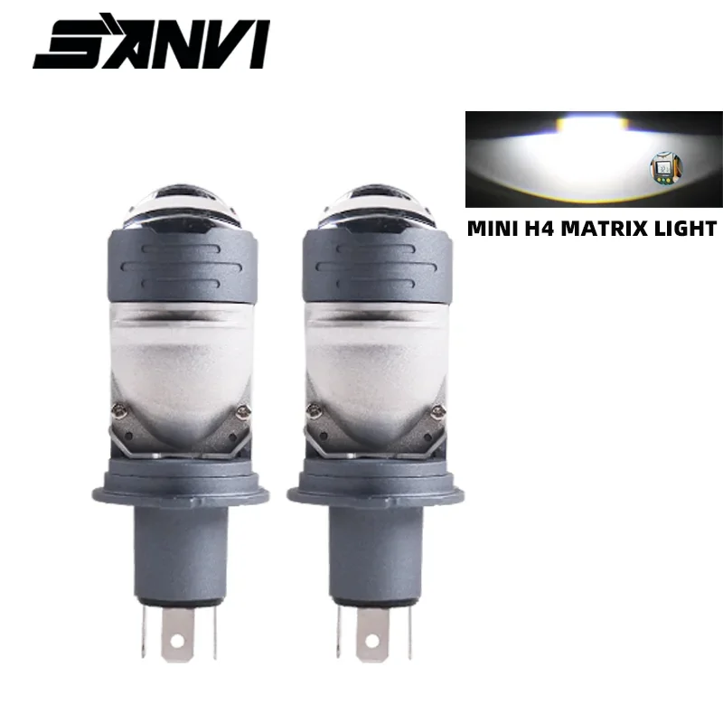 SANVI Mini H4 Bi Led Projector Lens Headlight for 52W Low High Beam Auto Led Bulbs Turbo Fan 5500k Car Light Lamp Plug&Play