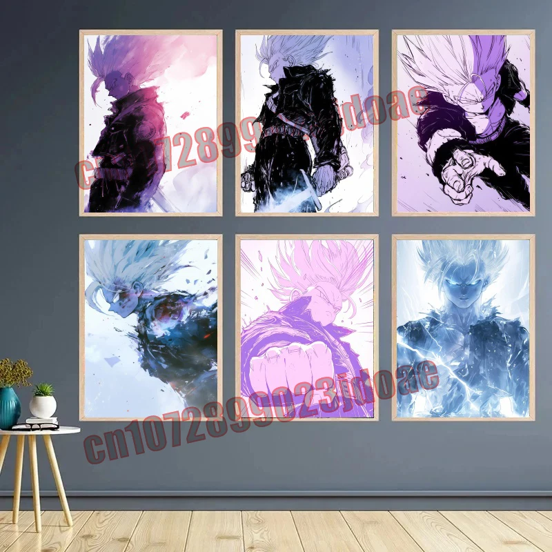 

Anime Dragon Ball Goku Vegeta Kakarot Watercolor Ink Painting Style Colorful HD Poster Frameless Canvas Painting Children's Gift