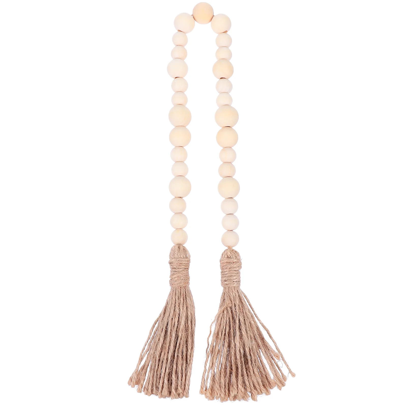 

1Pcs Farmhouse Wooden Bead Garland Rustic Beads Tassel Hanging Decor for Centerpiece Fireplace Table Tray Rustic Chic