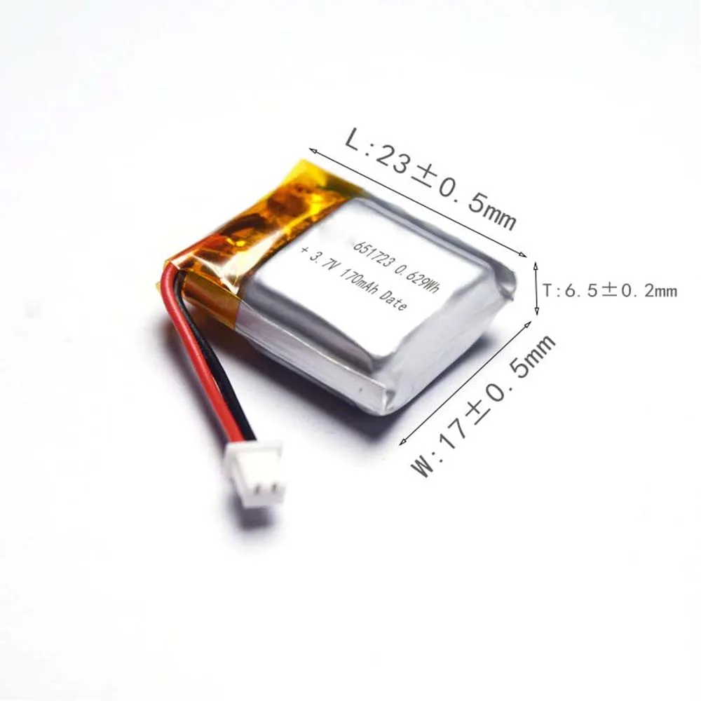 Rechargeable 3.7V 170Mah 651723   Polymer Ion Battery For CHARGING TREASURE POWER SMART WATCH MP707 GPS DVD MOBILE POWER