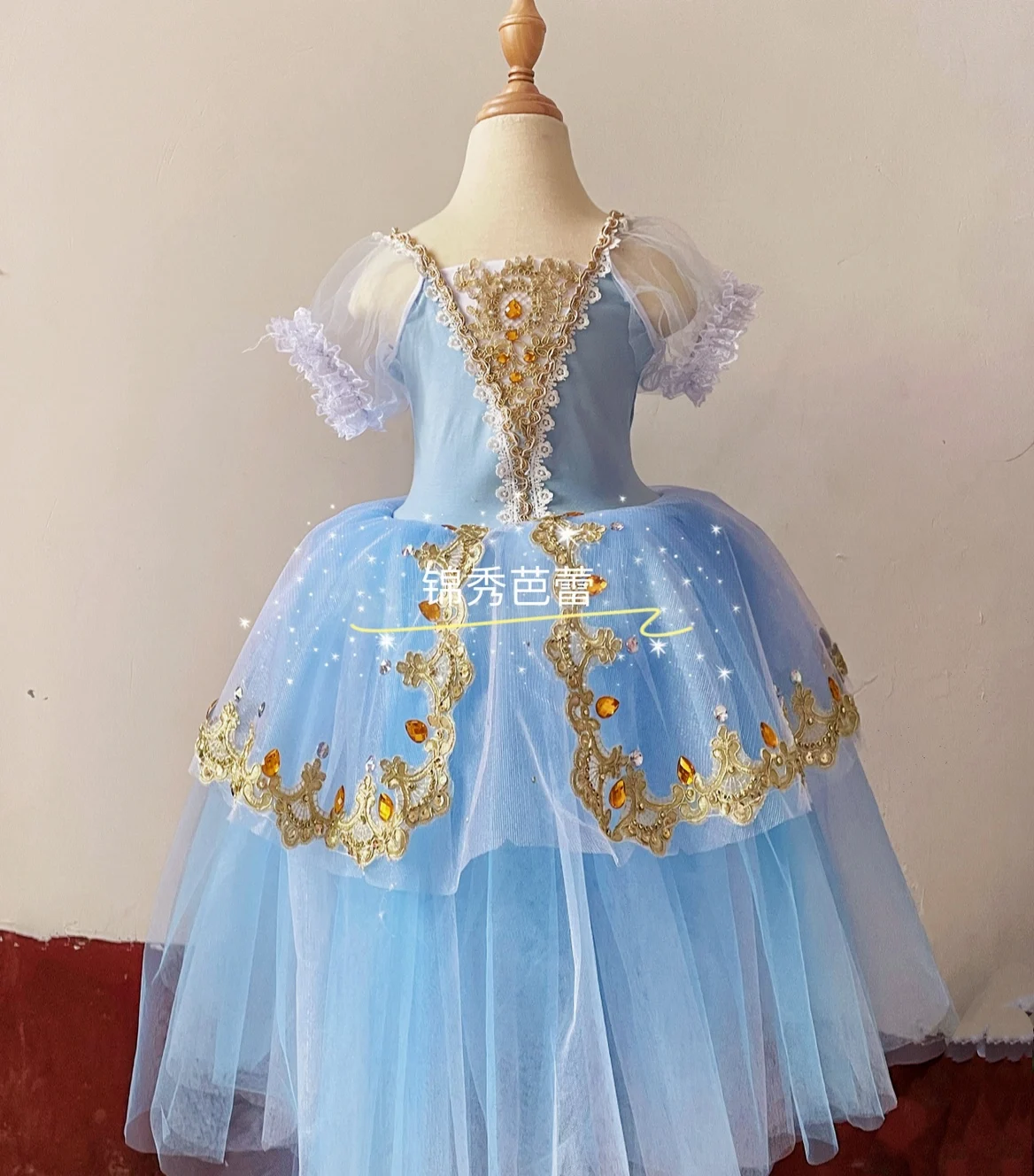 Children Giselle Skirt Sky Blue Professional Long Ballet Dress Girls Kids Romantic Tutus Performance Dance Ballerina Costumes