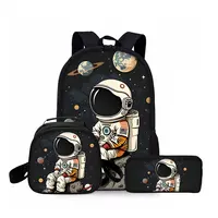 Conjunto de tres piezas de astronauta, mochilas para niños y niñas, los mejores regalos, mochila escolar de dibujos animados en 3D para niños