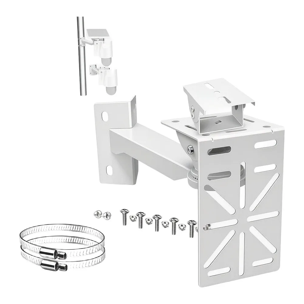 Outdoor Adjustable Bracket for Ball Cameras Allowing Complete 360 Degree Orientation Control on Pole or Wall Surfaces