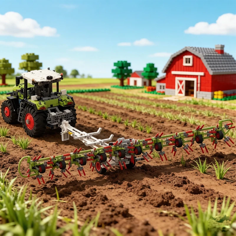 94020 Building Block Tractor Hay Rake Trailer Model, 2003 Pieces, Adult DIY Birthday Gift Christmas Gift MOC-94474