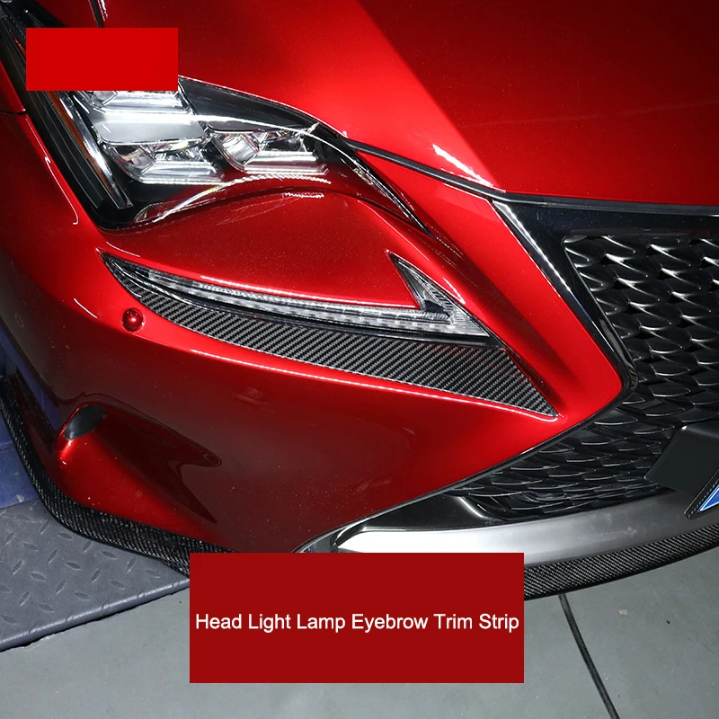 QHCP Carbon Fiber Headlamp Brow Frame Head Light Eyebrow Trim Sticker Cover Decorative Strip Car Exterior For Lexus RC 300 200t