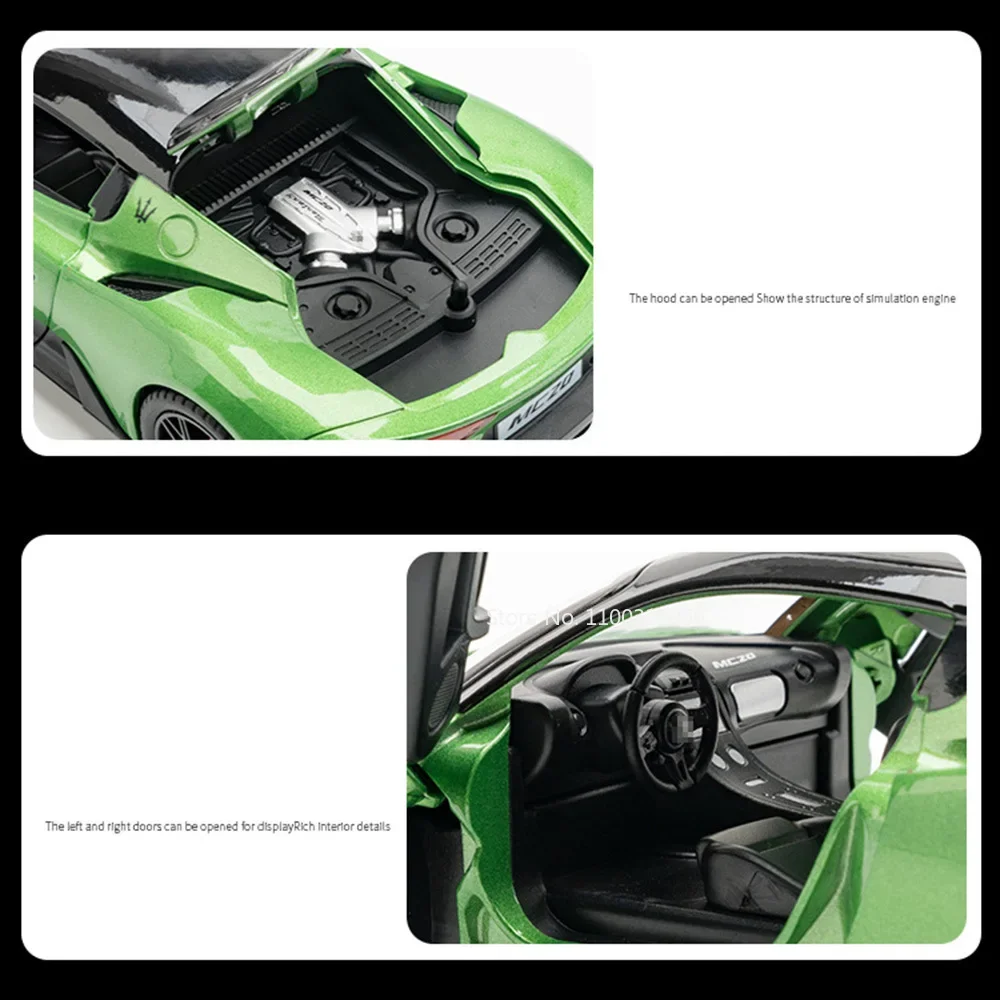 1:22 MC20 Honda NA1 Alloy Diecast Sport Cars Toy Models Light Sound Wheel Pull Back Miniature Vehicles Children Collection Gifts