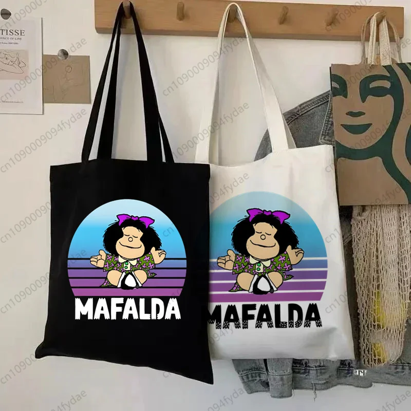 Mafalda Cute Kawaii Bag for Women Canvas Bag Casual Large Hand Bags for Ladies Shopping Handbag Print Large Capacity Bag