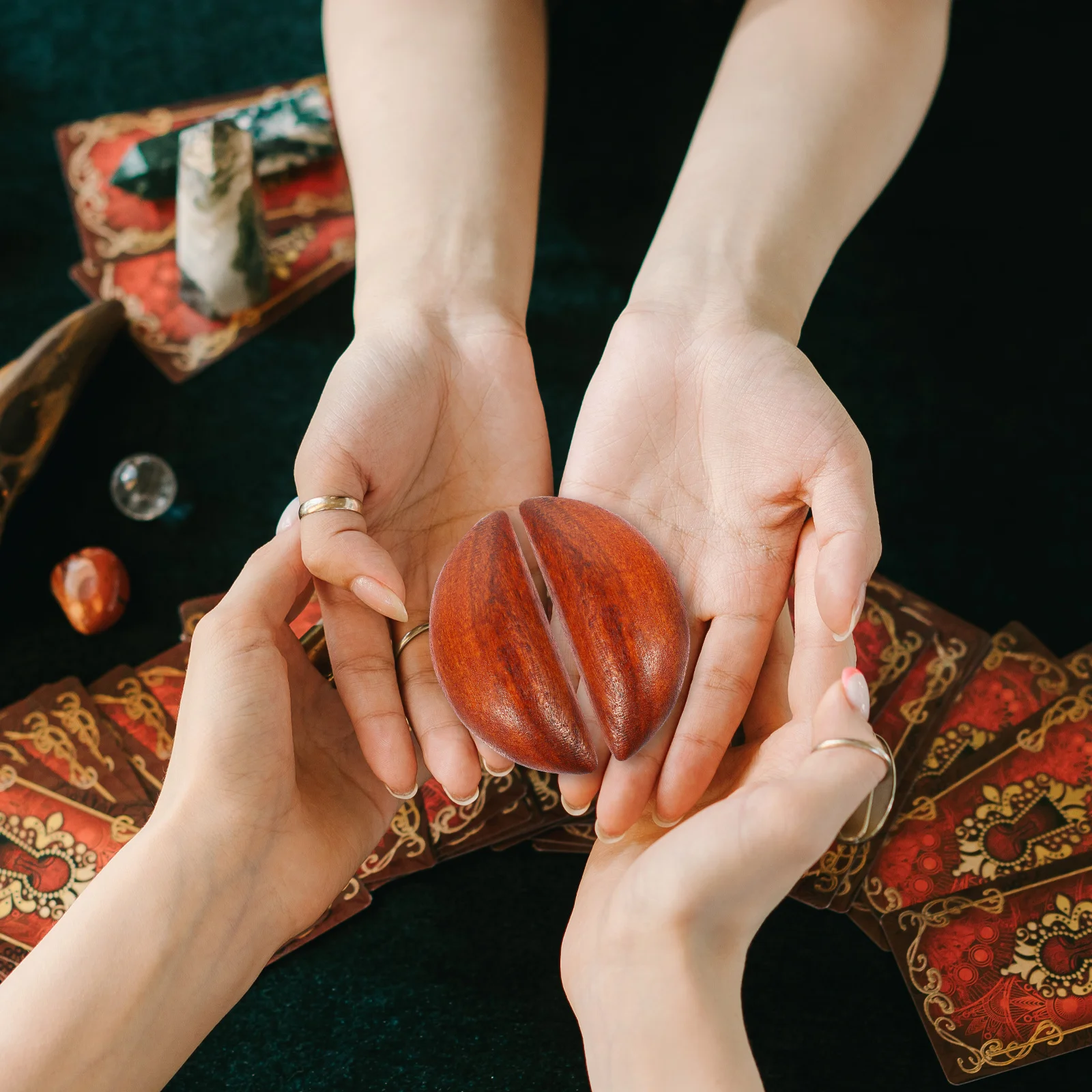 2 قطعة 1 زوج يين يانغ الكؤوس المقدسة لوازم العرافة الخوخ الخشب الطاوية أداة روحية مذبح ديكور لعبة الكهانة الخشبية #1