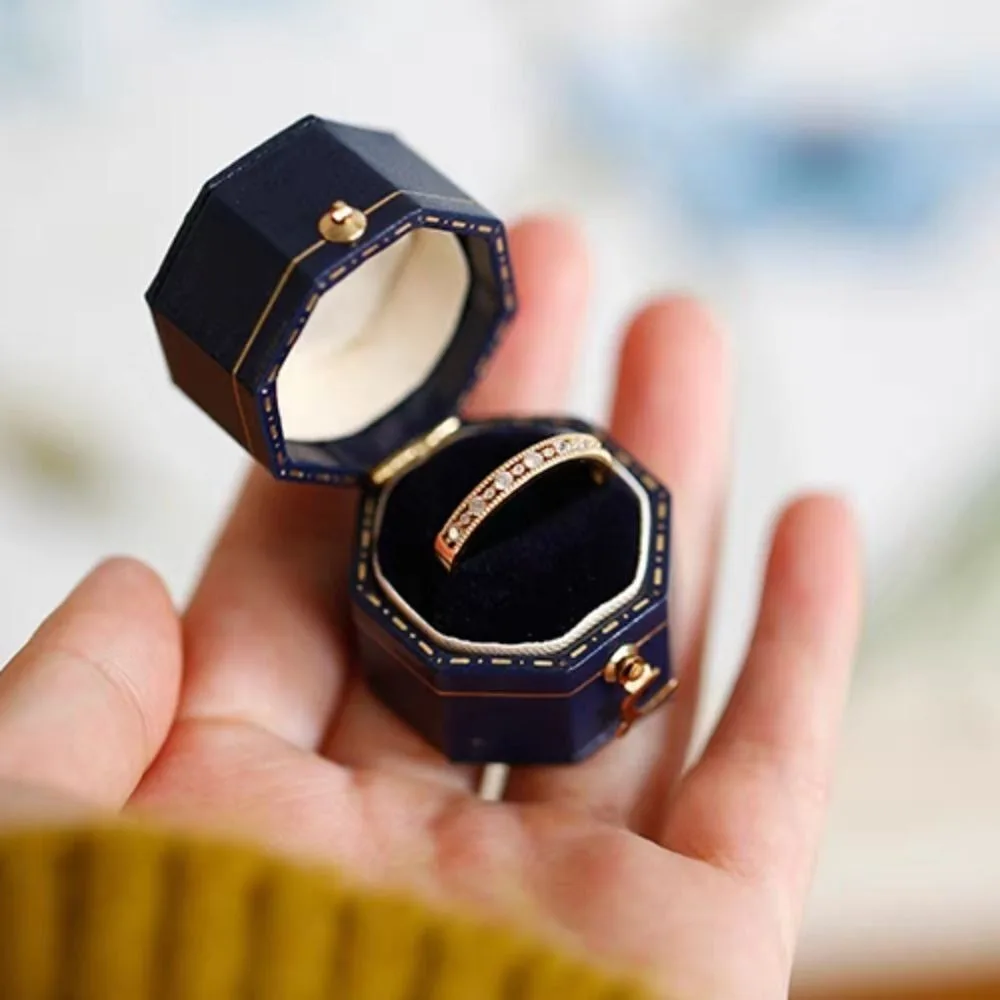 Portable Octagonal Earrings Ring Box Square High-quality Jewelry Display Case Heart Shaped Jewelry Case Wedding