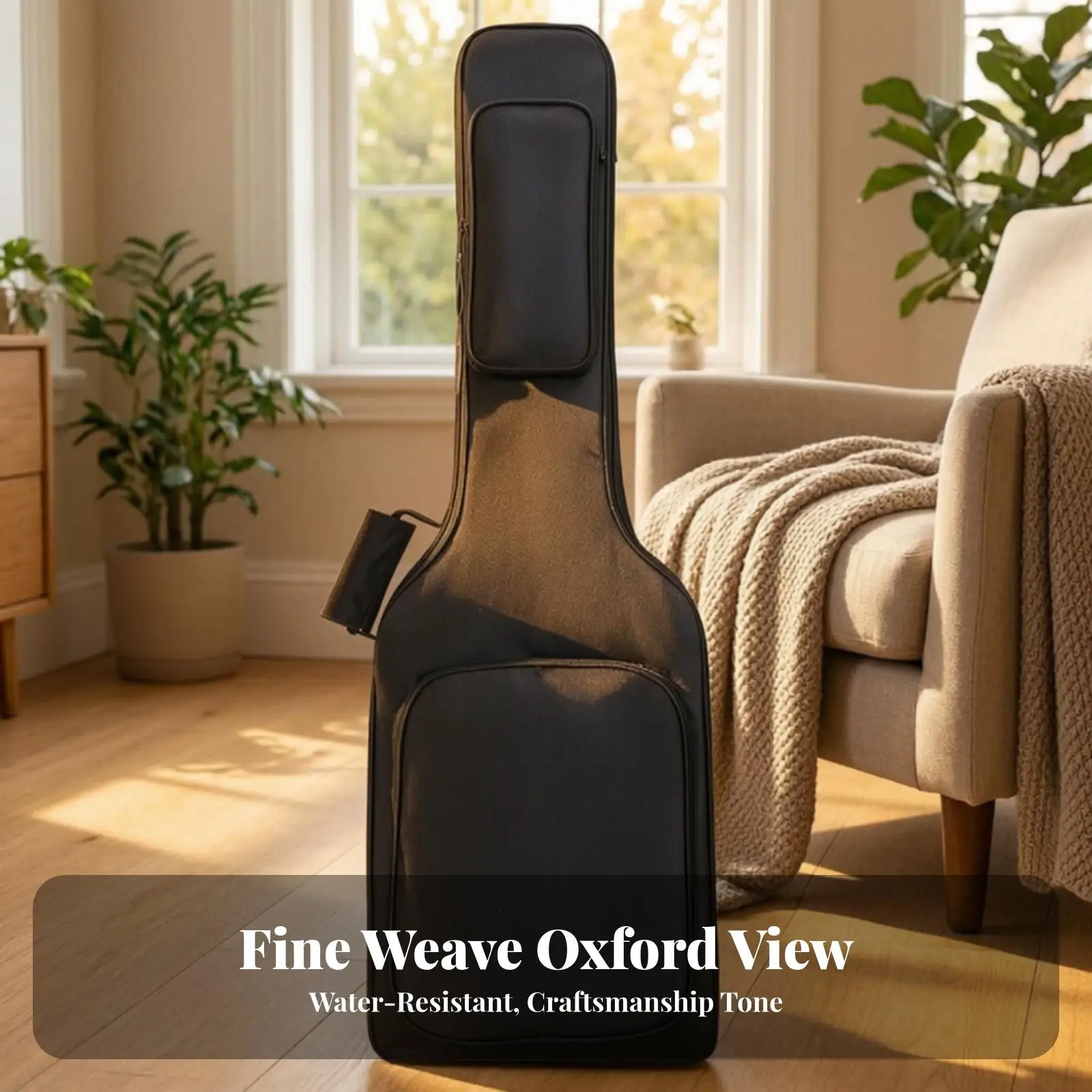 Semi Rigid Guitar Cover Case for Electric Guitar with Adjustable Straps and Zippered Pockets for Gigging