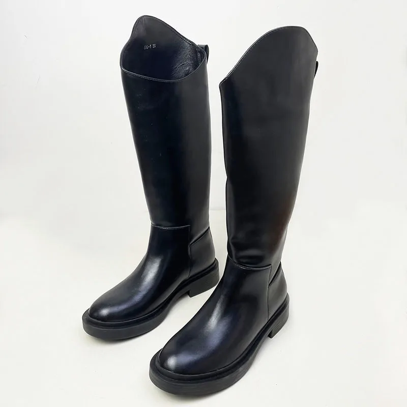 Inverno Autunno Donna 2024 Stivali Chelsea alti al ginocchio Moda Scarpe con tacco basso Slip femminile su scarpe Casual Stivali lunghi occidentali