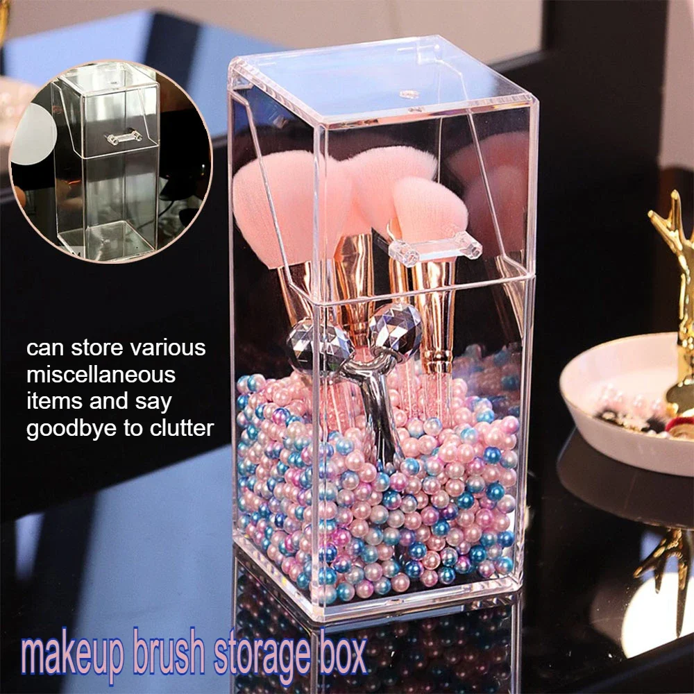 

1PC Makeup Brushes Box Holder Transparent Makeups Brush Holder Makeup Organizer Pencil Lipstick Desk Container Table Makeup Box