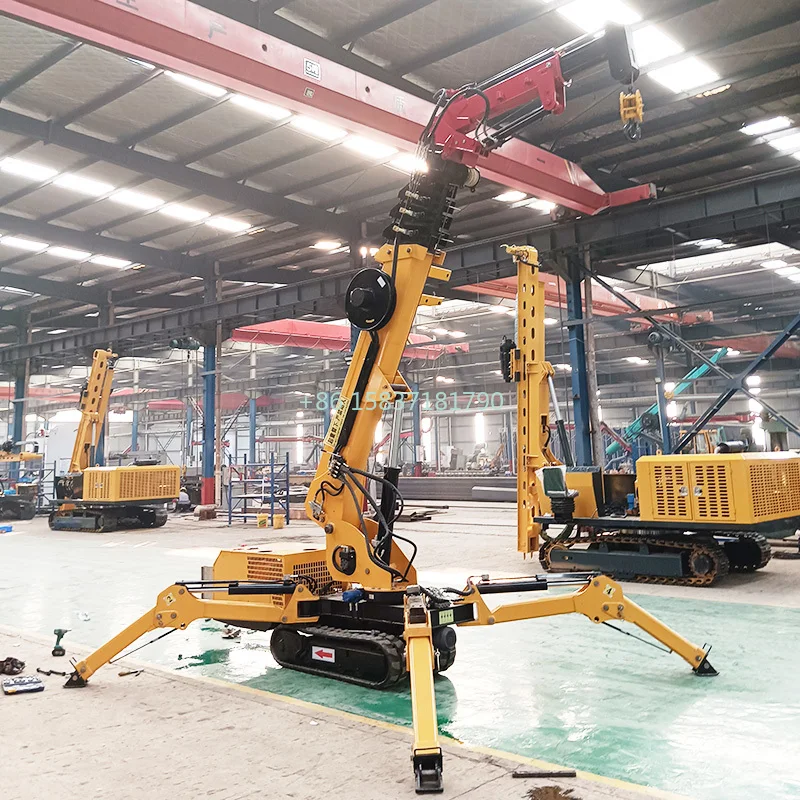 China Mobile Spider Crane Fly 1.5 Ton 3ton 8 Ton 12 Ton Remote Control Mini Construction Spider Lifting Crane with Man Basket