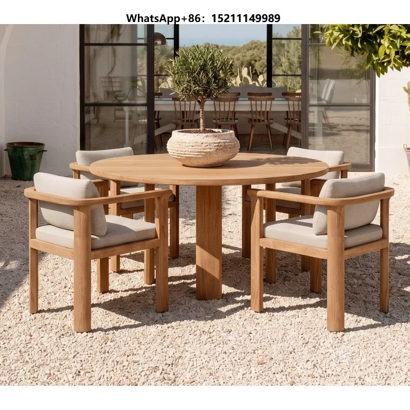 Modern Outdoor Round Dining Table & Chairs Set Patio Garden