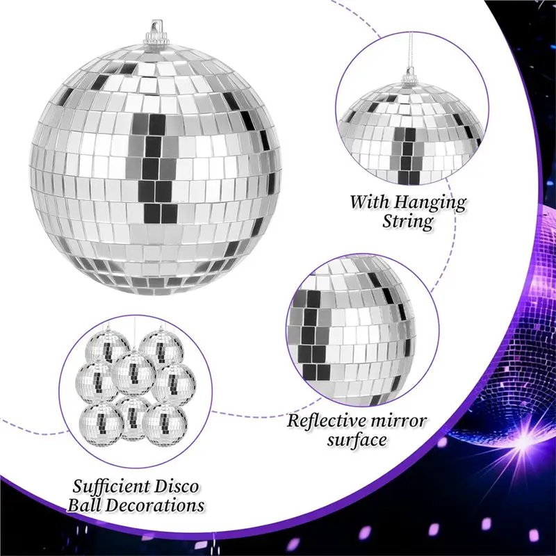 A93Z Disco Ball Light 4 Inch Small Mirror Ball Hanging Disco Balls For Home Stage Props