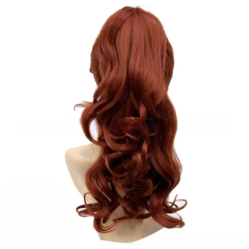 الجمال والوحش الأميرة حسناء تأثيري الاصطناعية ذيل حصان طويل مجعد أنيمي Coser فتاة هالوين شعر مستعار Daik ؛ 3,c'5.b;8' #3