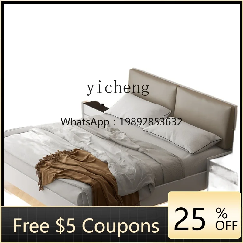 

ZF Minimalist Suspended Bed Master Bedroom Storage Box Solid Wood Soft Bag Double Bed