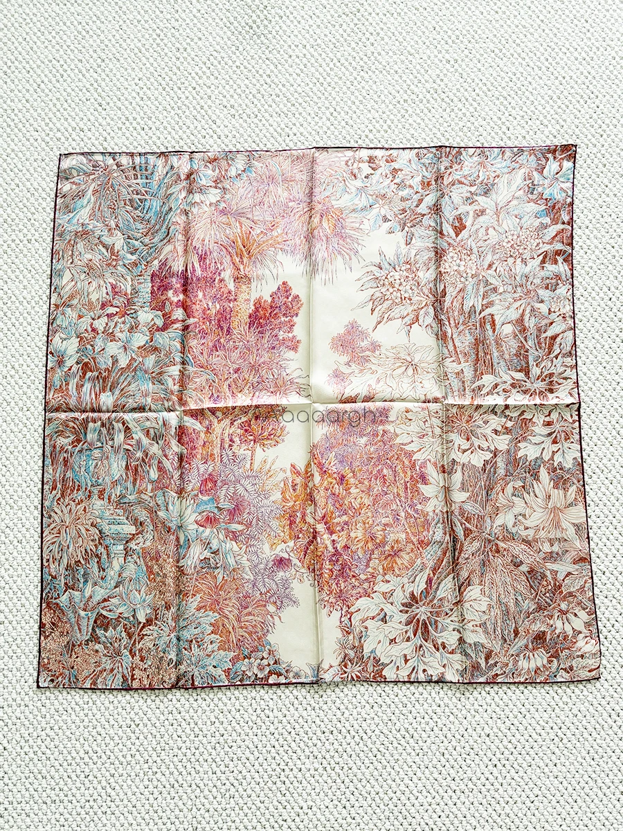 

Silk Scarf 90cm Brand Square Bandanas Hand-Rolled Shawls Luxury Neck Belt Decoration Lover Christmas Gift