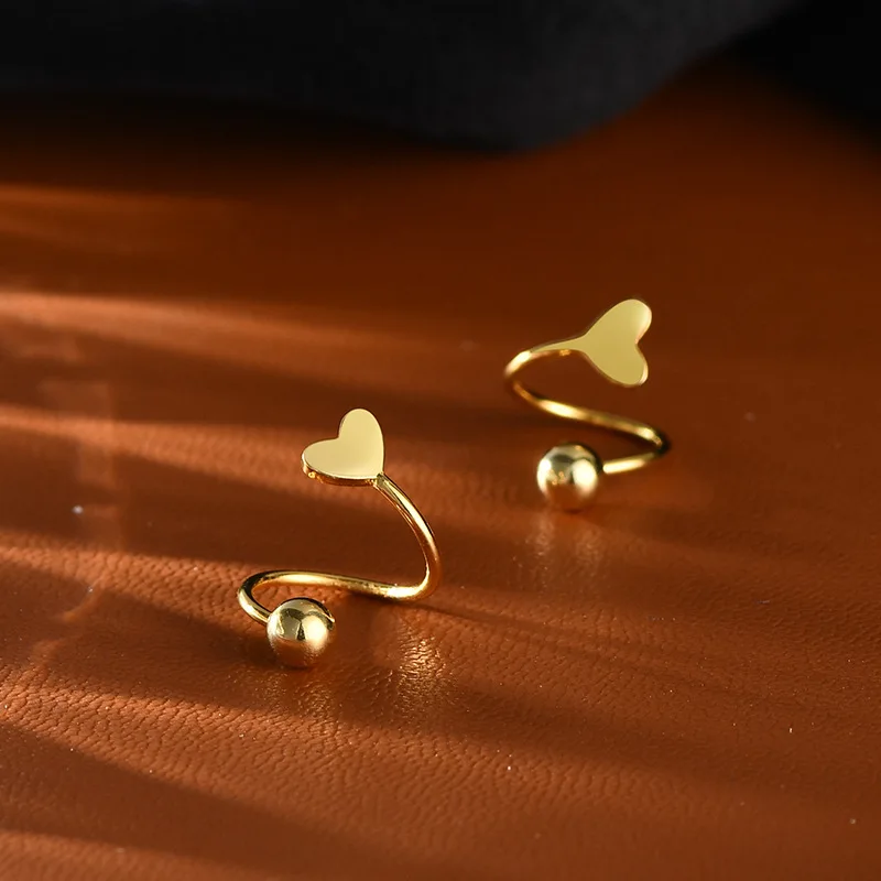 

Двухслойные обручи с серебряными кристаллами в форме сердца и звезды S925, чистое серебро для подруги, штабелируемые витые серьги-винты