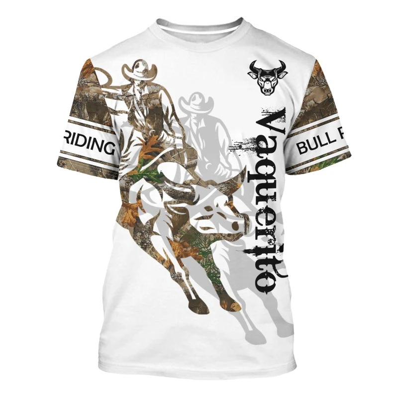 

3D Full Print Bull Riding Graphic Men's T-Shirt For Men Summer Short Sleeve Fashion Casual O Neck T Shirt Streetwear Man Gifts