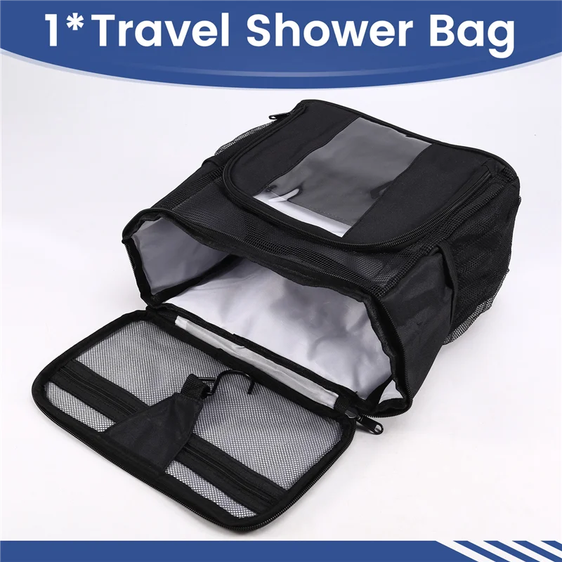 

B08B-Travel Shower Bag, Quick Dry Mesh Shower Bag, Travel Toiletry Bag For Men And Women