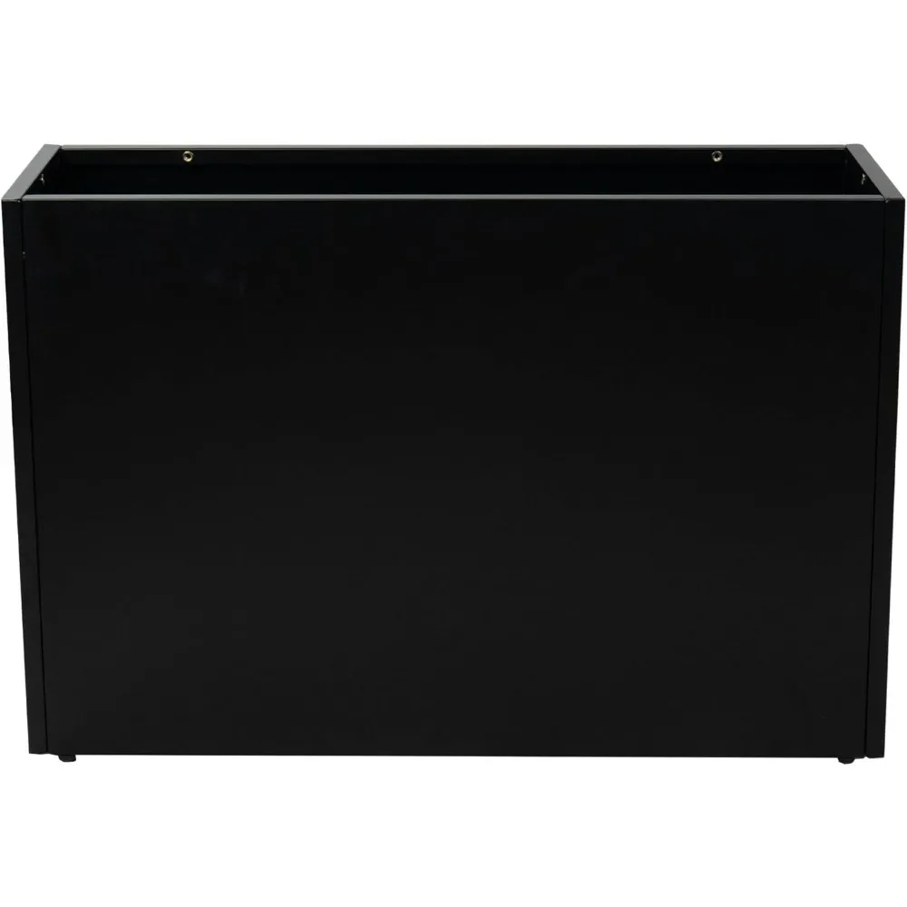 

Metal Rectangular Planter Box Steel Long Box Planter Black Powder Coated Steel Plant Pot All-Weather Use with Partition Panel
