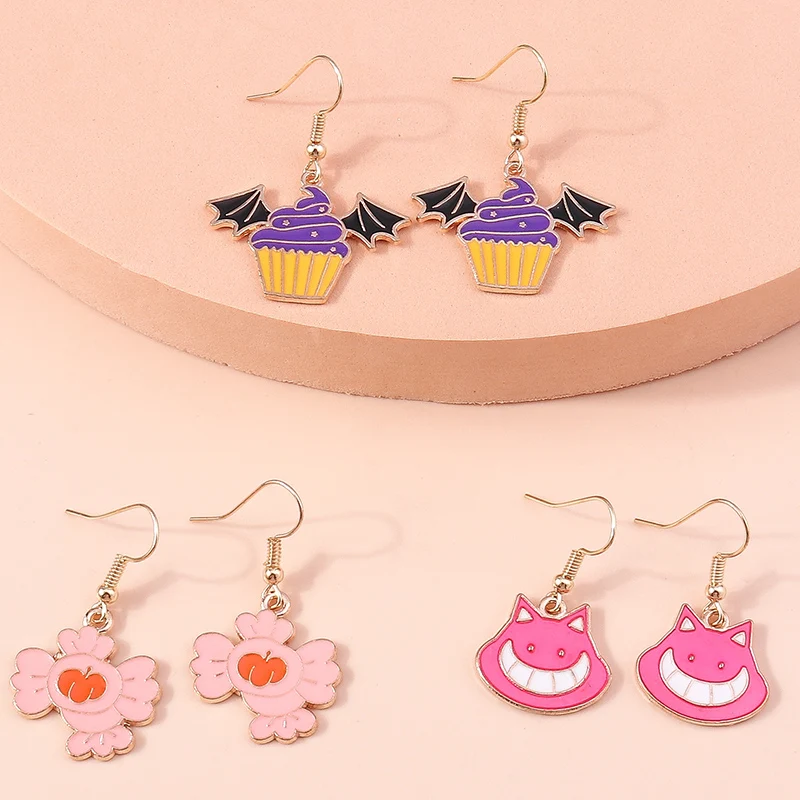 Aihua 6 stücke Mode Halloween Ohrring Set Emaille Augapfel Geist Fledermaus Spinne Mumie Kürbis Ohrringe Halloween Nacht Party Schmuck – Detail 2