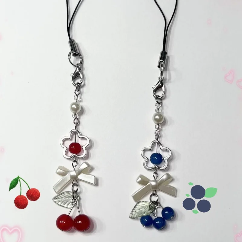 Fruit Inspired Phone Charms | Blueberry and Cherry |bag charm Lightweight Sweet Y2K Lovely Fruits for Girls Aesthetic Jewelry