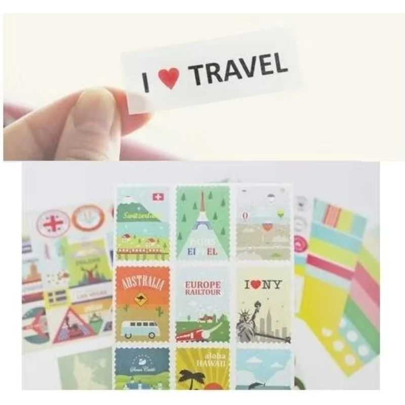 1Pack New Vintage I love travel Postage Sticker DIY Multifunction Deco Note Stamp Stickers Diary Decoration label 165*125mm