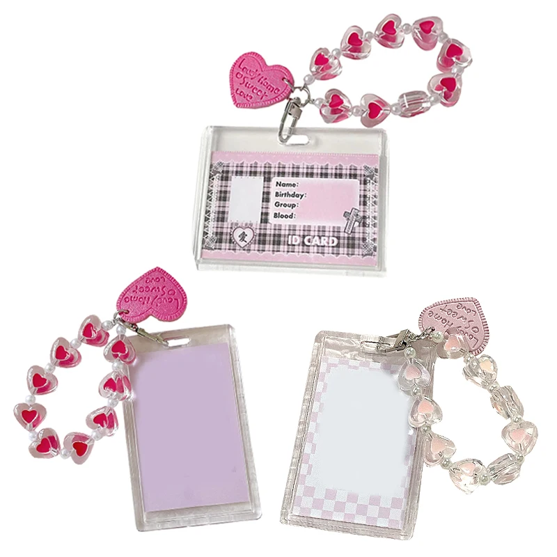 Fashion Card Holder Bank Card Cover Photo Display Holder Card Protective Case ID Card Case Slider Transparent Pendant