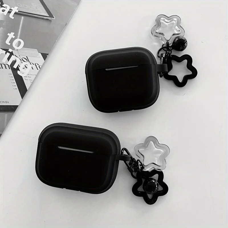 Silikonhülle für Airpods 4, mit Stern-Anhänger, kleine Glocke, einfarbig, kabellose Kopfhörer-Abdeckung für Apple Airpods 3 Pro 2 1 Abdeckungen