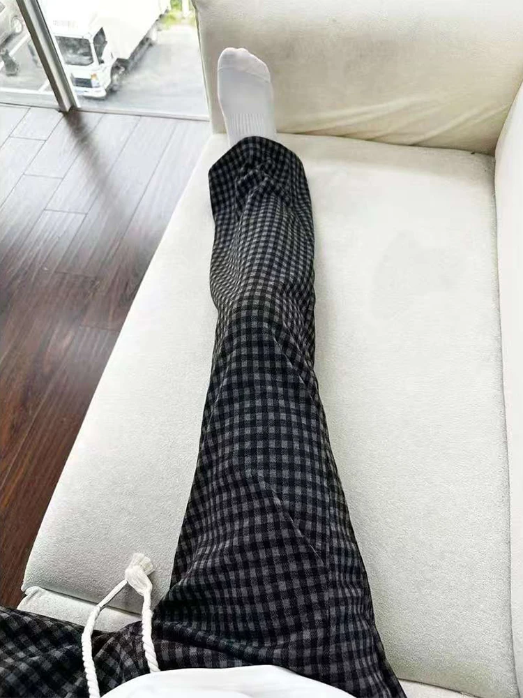 

Bla American Retro Plaid Pants Men's Loose Lazy Wide Leg Straight Leg Slimming Drape Casual Trousers Autumn Season