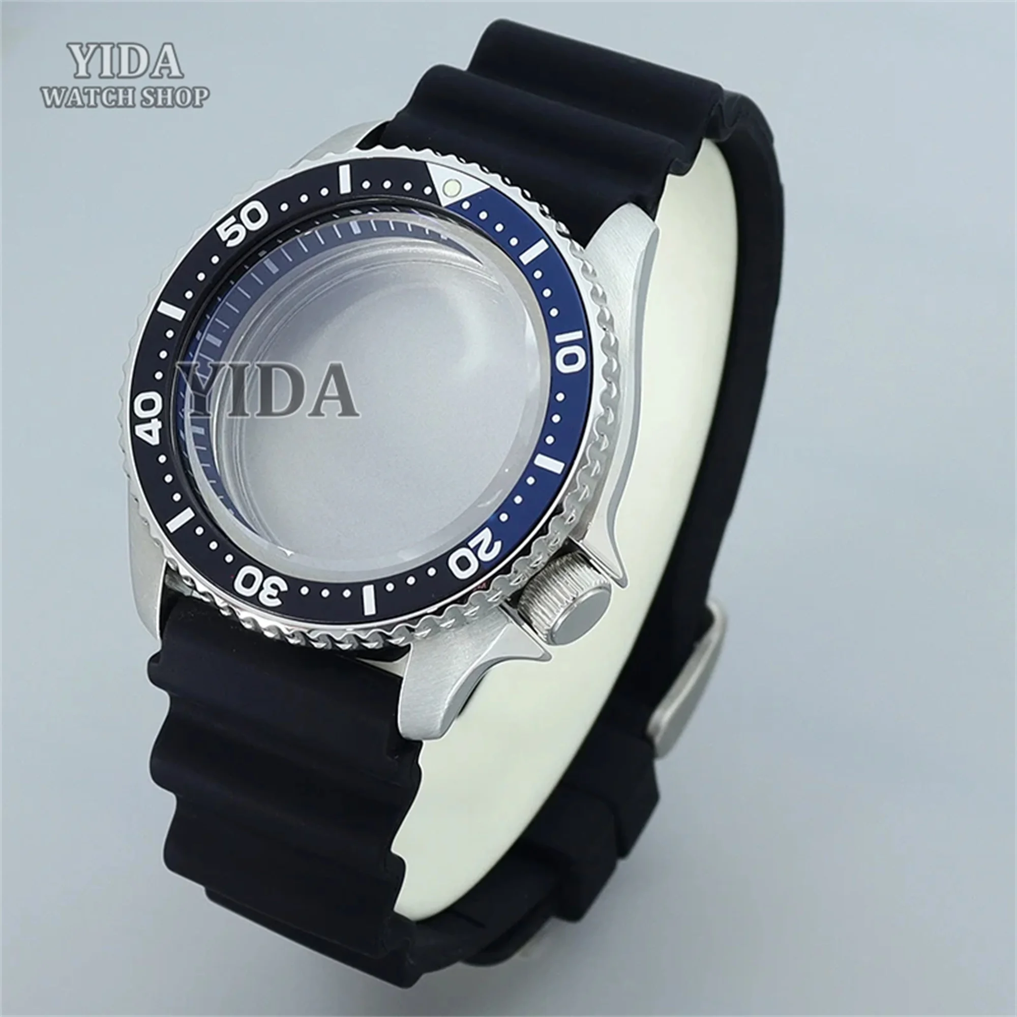 42 مللي متر SKX 007 ساعة حافظة المطاط سوار الياقوت كريستال ل NH35 NH36 الحركة التلقائية 28.5 مللي متر الطلب حافظة وزارة الدفاع استبدال