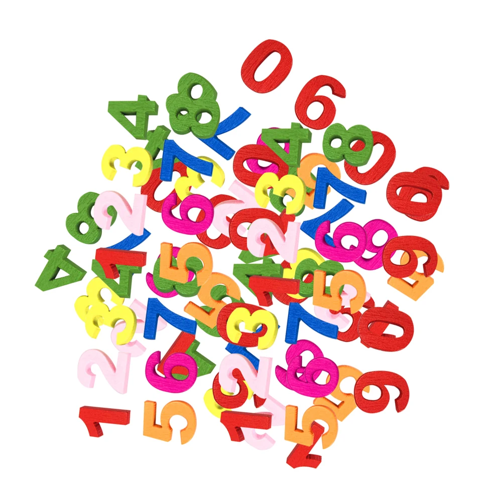 100 pezzi di numeri arabi in legno colorati chip artigianali in legno per fai da te scrapbooking decorazione del partito giochi puzzle arredamento della stanza artigianale
