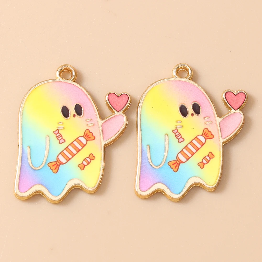 Leslie 20 Stück 19x25mm Niedliche Kawaii-Geister-Charms Halloween-Geister-Anhänger für Schmuckherstellung, Armband, Halskette, Zubehör – Detail 11