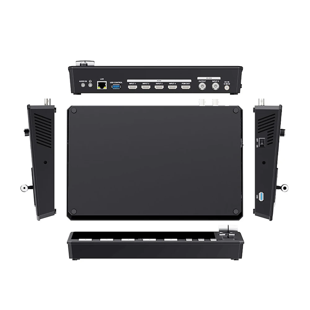 

2025 L4 10,1-дюймовый сенсорный экран 5 HD Liveestream Video Switcher Сенсорный экран USB3.0 Быстрая потоковая мультикамера Видео